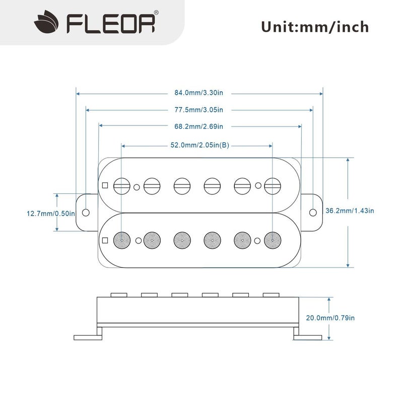 FLEOR فليور بيك أب كهربائي للجيتار همباكر بريدج ألينكو 5 بيك أب أسود - Image 2